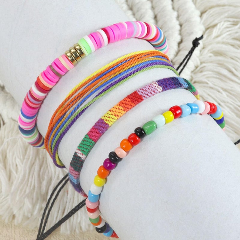 Mannikesi Beach Bracelet Set for Men and Women, Surfer Men Bracelet, Braided Boho Summer Bracelets Adjustable Men's Bracelet Handmade Women Bracelet String Rope Ankle Bracelets Birthday Gift - Image 2